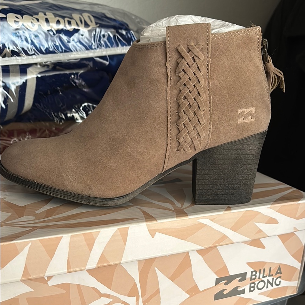 Billabong Tan Ankle Booties with Braided Detail